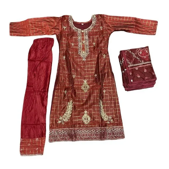Traditional Cotton Salwar Kameez Set for Girls, Cultural Wear for Kids, 12